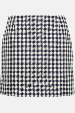 Ami Checked cotton and wool miniskirt