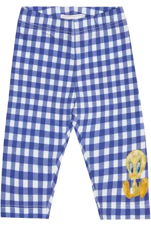 MONNALISA Baby gingham cotton-blend leggings