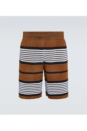 BURBERRY Straight-Leg Checked Birdseye Silk and Wool-Blend Drawstring Shorts  for Men