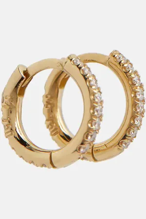 Ileana Makri Mini 18kt yellow hoop earrings with diamonds