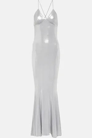 Norma Kamali Metallic jersey lamÃ© gown