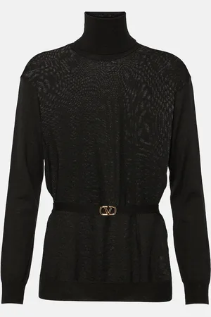 VALENTINO Belted virgin wool turtleneck sweater