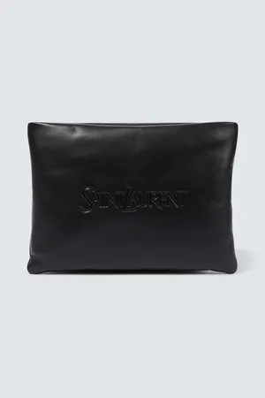 Saint Laurent Logo leather toiletry bag