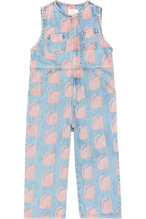 Jelly Mallow Cat print denim overalls