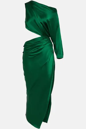 The Sei Cutout one-shoulder silk satin midi dress