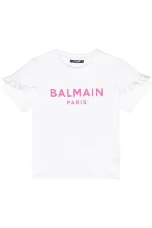 Balmain Ruffled logo cotton T-shirt