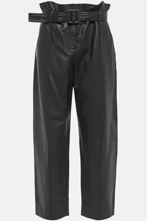 YVES SALOMON High-rise leather paperbag pants