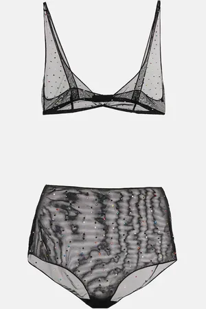 Oseree OsÃ©ree Gem embellished bra and briefs set