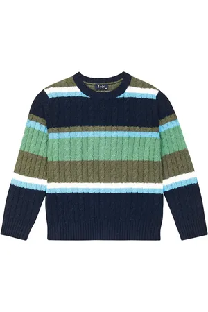 Il gufo Striped cable knit virgin wool sweater