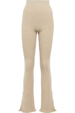 Victoria Beckham Ribbed-knit wool-blend flared pants