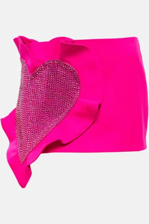 AREA Heart ruffle wool miniskirt