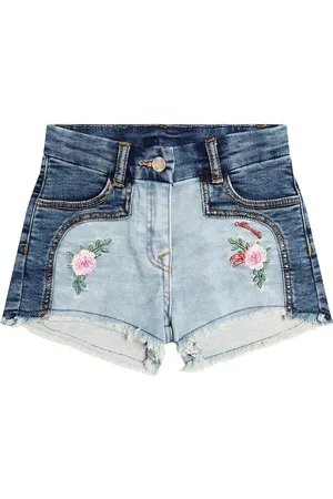 MONNALISA Embroidered denim shorts