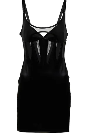 MUGLER Mesh-paneled bustier minidress