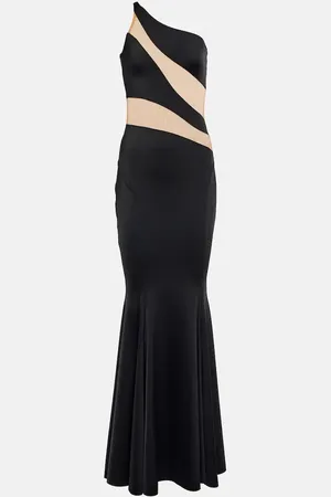 Norma Kamali Mesh-paneled jersey gown