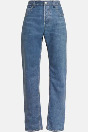 Bottega Veneta Denim-printed wide-leg leather pants