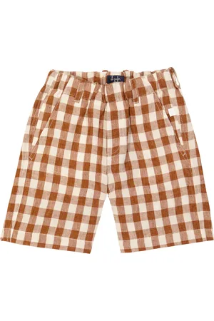 Il gufo Checked linen shorts