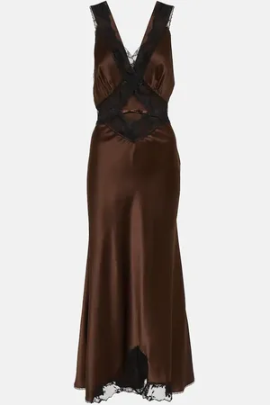 SIR Aries lace-trimmed halterneck silk gown