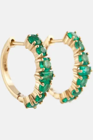 Ileana Makri Rivulet 18kt hoop earrings with emeralds
