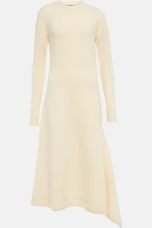 Jil Sander Asymmetric knit wool midi dress