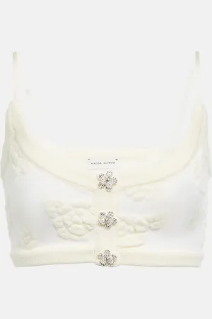 MAGDA BUTRYM Embroidered wool-blend crop top