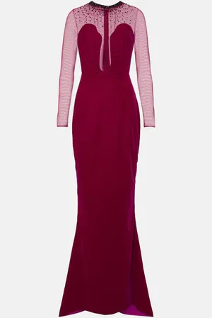 Miss Sohee Embellished cotton-blend velvet gown