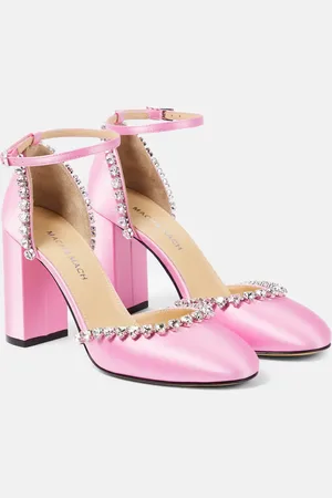 Mach & Mach Audrey crystal-embellished satin pumps