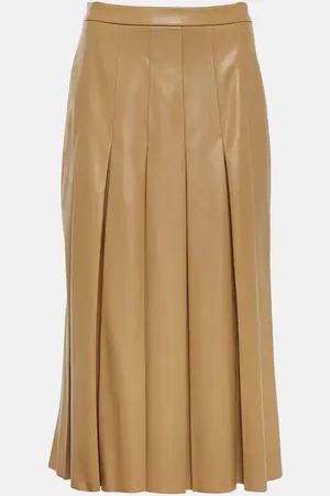 VERONICA BEARD Herson pleated faux leather midi skirt