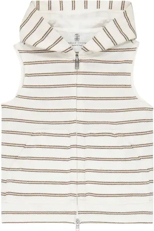 Brunello Cucinelli Hooded striped cotton vest