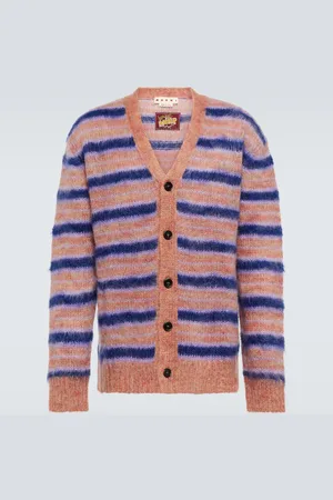 Marni Striped brushed mohair-blend cardigan