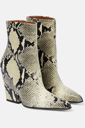 PARIS TEXAS Jane snake-print leather ankle boots