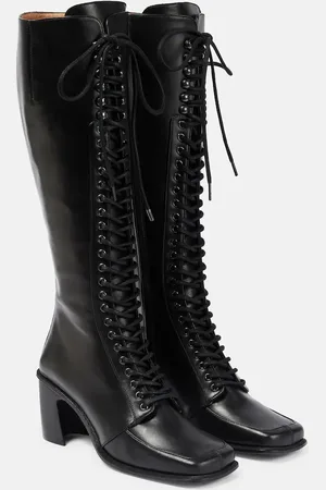 Marine Serre Lace-up leather knee-high boots