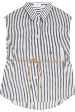 Brunello Cucinelli Cotton and silk-blend striped shirt