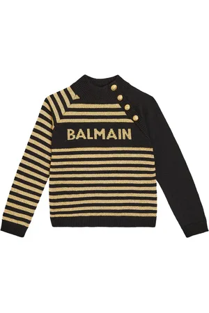 Balmain Striped logo wool-blend sweater