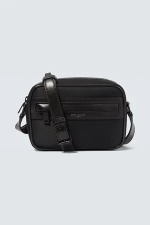 SAINT LAURENT Camp Small Logo-Print Full-Grain Leather Camera Bag for Men