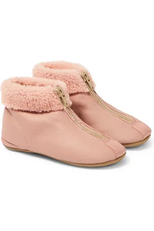 PèPè PÃ¨PÃ¨ Shearling-trimmed leather booties