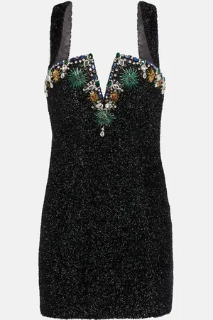 Miss Sohee Embellished wool-blend minidress