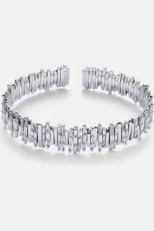 Suzanne Kalan 18kt white gold cuff bracelet with diamonds
