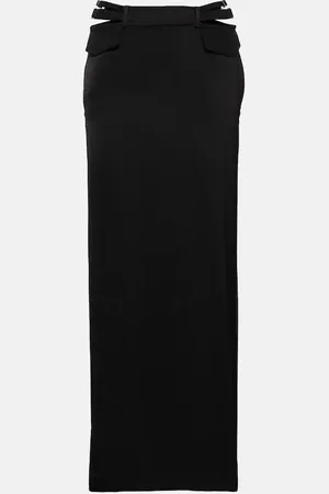 DION LEE Pocket Column mid-rise satin maxi skirt
