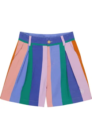 The Animals Observatory Monkey striped cotton and linen shorts