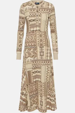 Ralph Lauren Knitted cotton flared midi dress