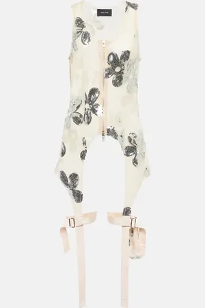 Simone Rocha Sequined zip-up tulle top