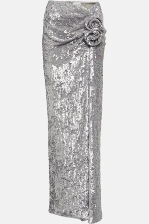 MAGDA BUTRYM Floral-appliquÃ© sequined maxi skirt