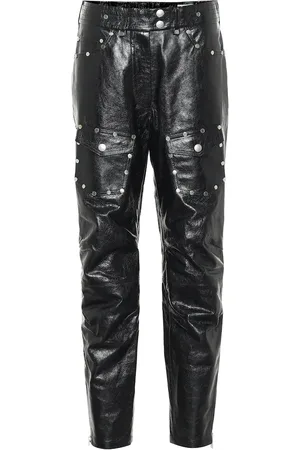 DRIES VAN NOTEN Studded slim leather pants