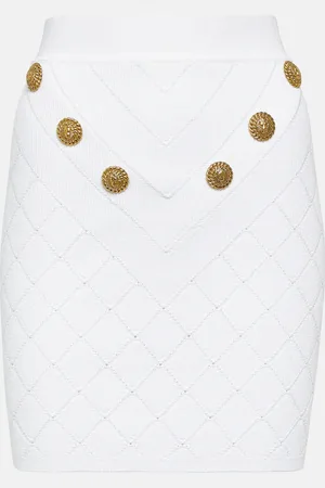 Balmain Embellished ribbed-knit miniskirt