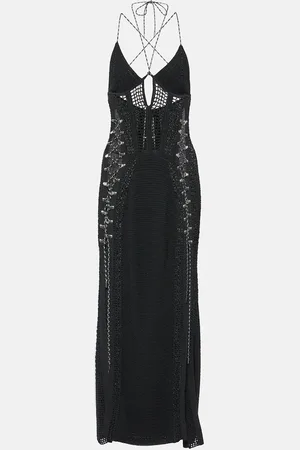 DION LEE Lace-up crochet maxi dress