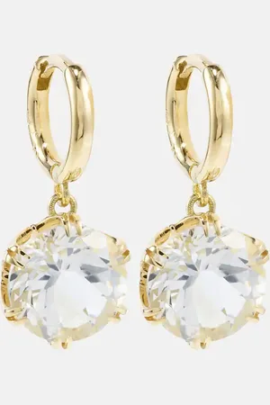 Ileana Makri Crown Mini 18kt gold earrings with topaz
