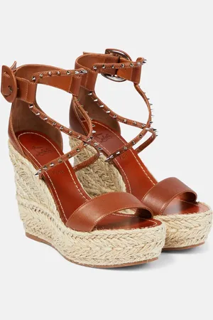 Christian Louboutin Chocazeppa leather wedge espadrilles