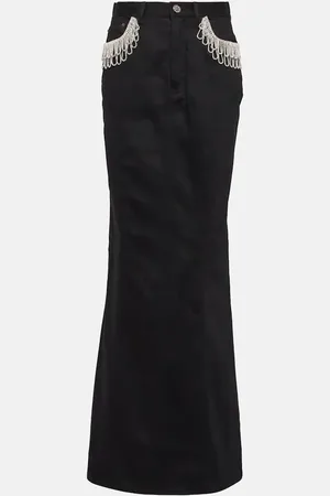 ROTATE Crystal-embellished denim maxi skirt
