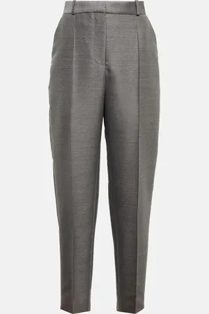 Totême Mid-rise straight cotton and wool-blend pants