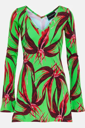 Louisa Ballou Printed ribbed-knit jersey minidress